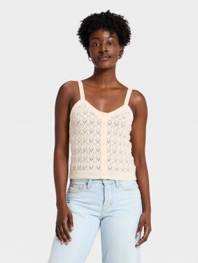 Universal Thread Cream Western Style Pointelle Knit Tank Top Medium NWT